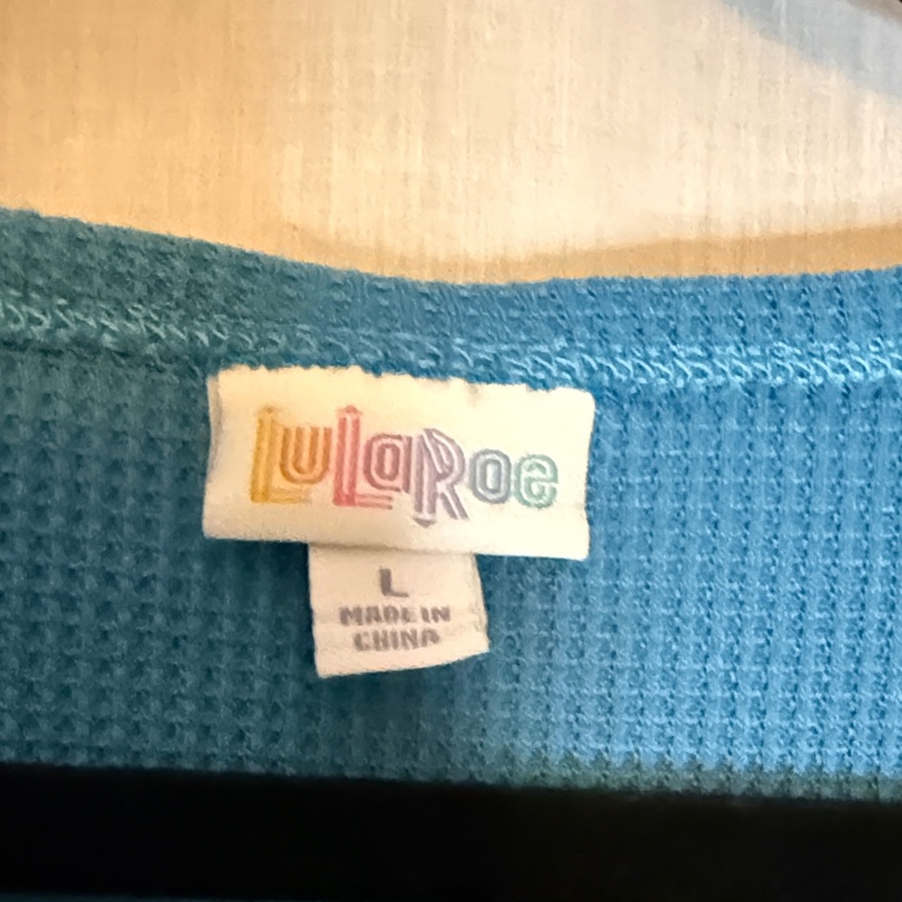 LuLaRoe Ruby Teal Long Sleeve Top with Buttons - Picture 2 of 5